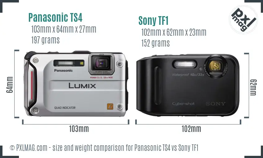 Panasonic TS4 vs Sony TF1 size comparison