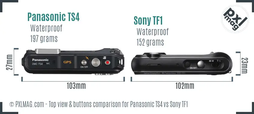 Panasonic TS4 vs Sony TF1 top view buttons comparison