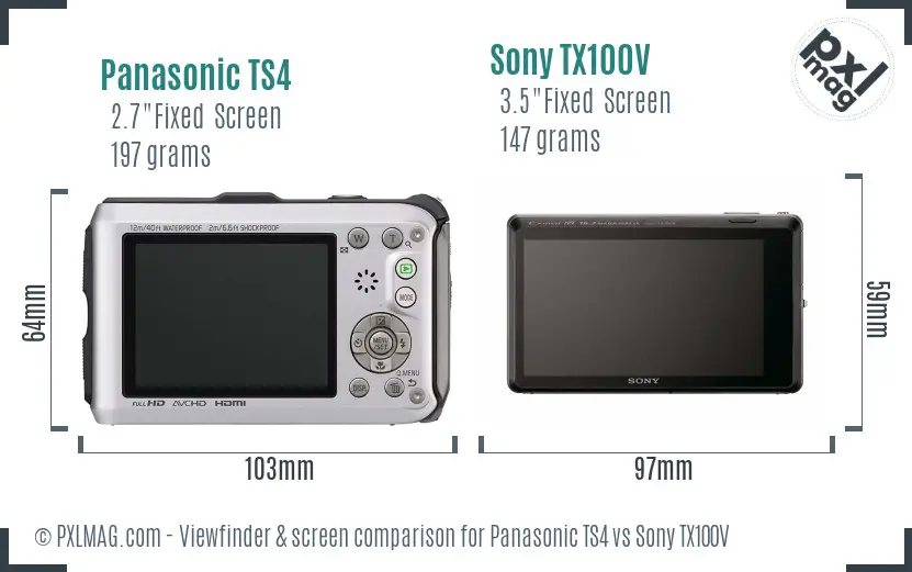 Panasonic TS4 vs Sony TX100V Screen and Viewfinder comparison