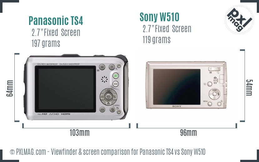 Panasonic TS4 vs Sony W510 Screen and Viewfinder comparison