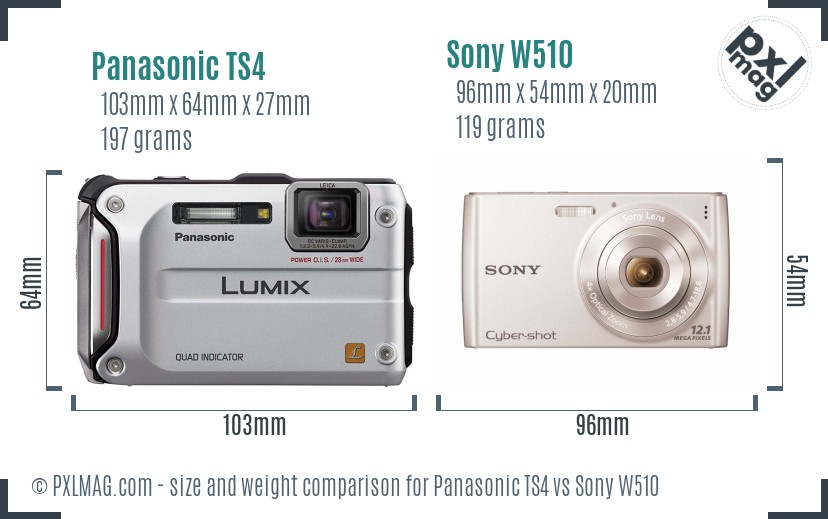 Panasonic TS4 vs Sony W510 size comparison