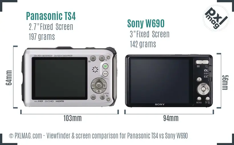 Panasonic TS4 vs Sony W690 Screen and Viewfinder comparison Panasonic TS4 vs Sony W690 Screen and Viewfinder comparison
