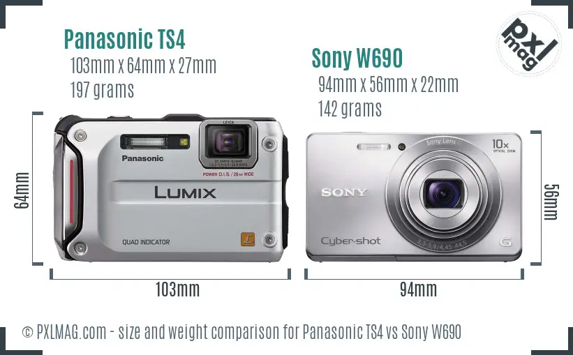 Panasonic TS4 vs Sony W690 size comparison Panasonic TS4 vs Sony W690 size comparison