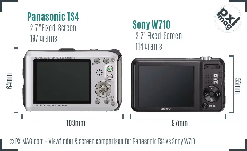 Panasonic TS4 vs Sony W710 Screen and Viewfinder comparison