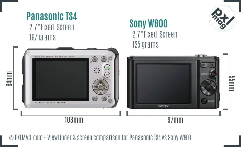Panasonic TS4 vs Sony W800 Screen and Viewfinder comparison Panasonic TS4 vs Sony W800 Screen and Viewfinder comparison