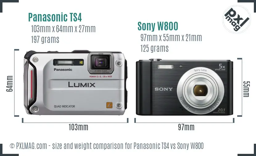Panasonic TS4 vs Sony W800 size comparison Panasonic TS4 vs Sony W800 size comparison