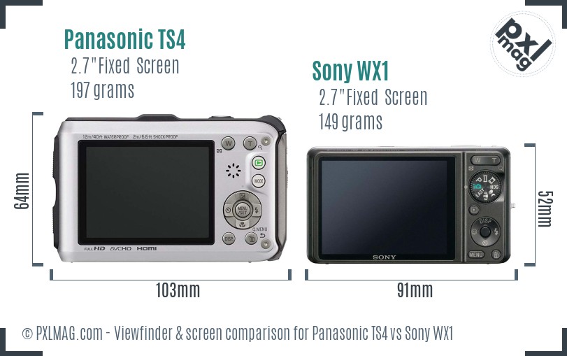 Panasonic TS4 vs Sony WX1 Screen and Viewfinder comparison