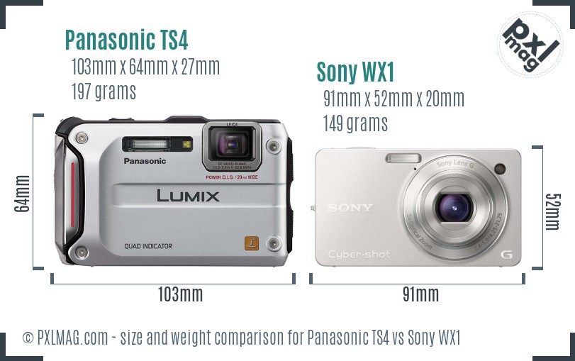 Panasonic TS4 vs Sony WX1 size comparison