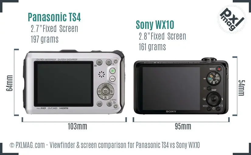 Panasonic TS4 vs Sony WX10 Screen and Viewfinder comparison
