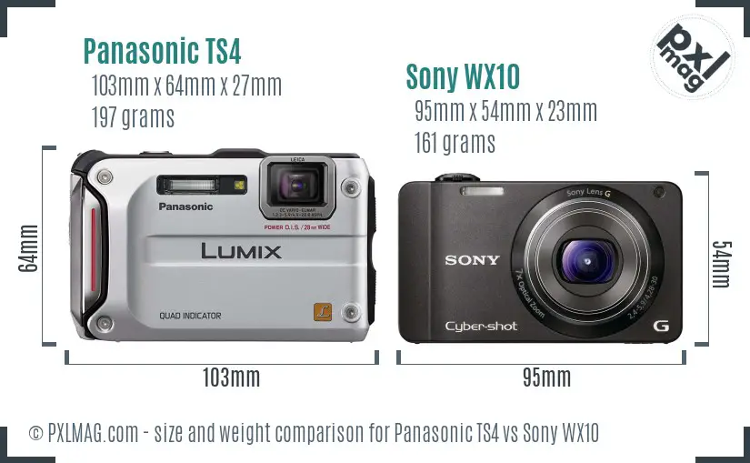 Panasonic TS4 vs Sony WX10 size comparison