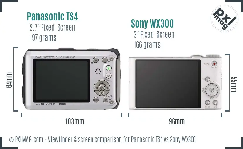 Panasonic TS4 vs Sony WX300 Screen and Viewfinder comparison