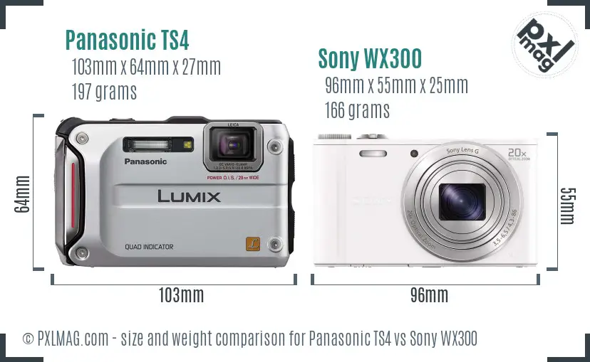 Panasonic TS4 vs Sony WX300 size comparison