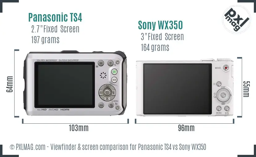 Panasonic TS4 vs Sony WX350 Screen and Viewfinder comparison Panasonic TS4 vs Sony WX350 Screen and Viewfinder comparison