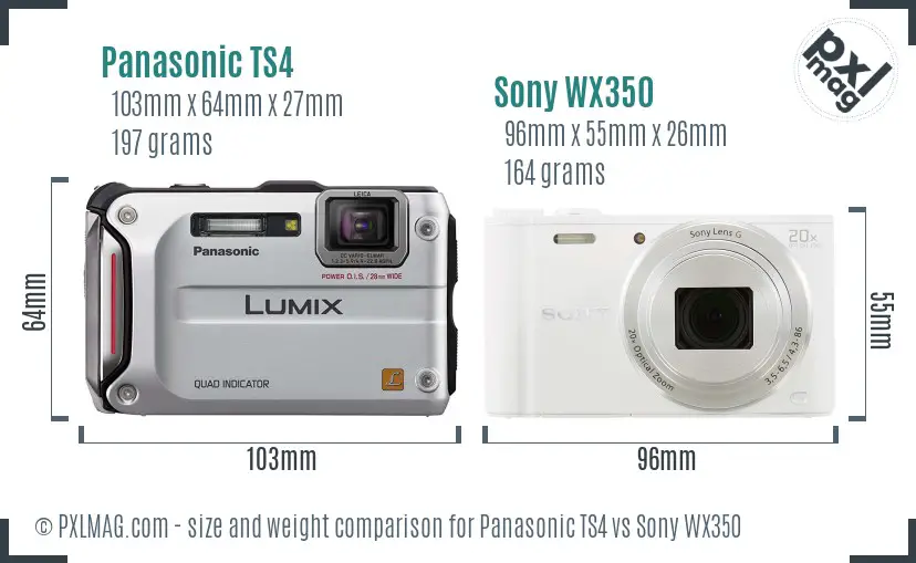 Panasonic TS4 vs Sony WX350 size comparison Panasonic TS4 vs Sony WX350 size comparison