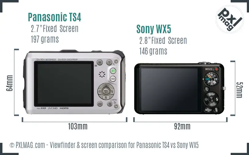 Panasonic TS4 vs Sony WX5 Screen and Viewfinder comparison