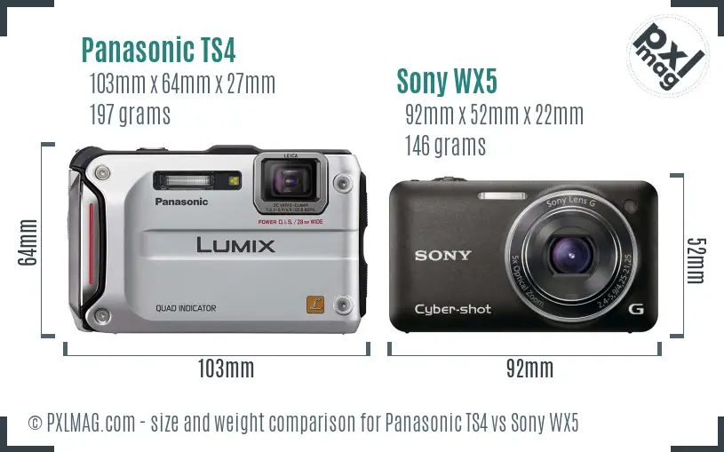 Panasonic TS4 vs Sony WX5 size comparison