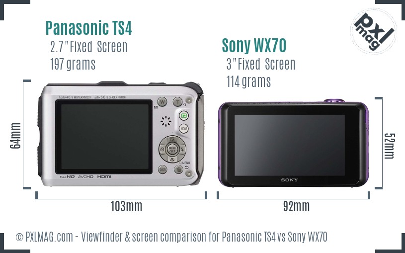 Panasonic TS4 vs Sony WX70 Screen and Viewfinder comparison