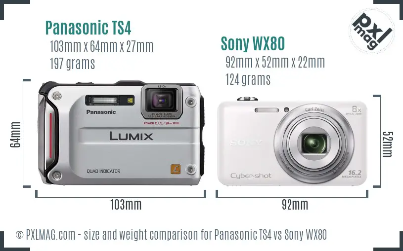 Panasonic TS4 vs Sony WX80 size comparison