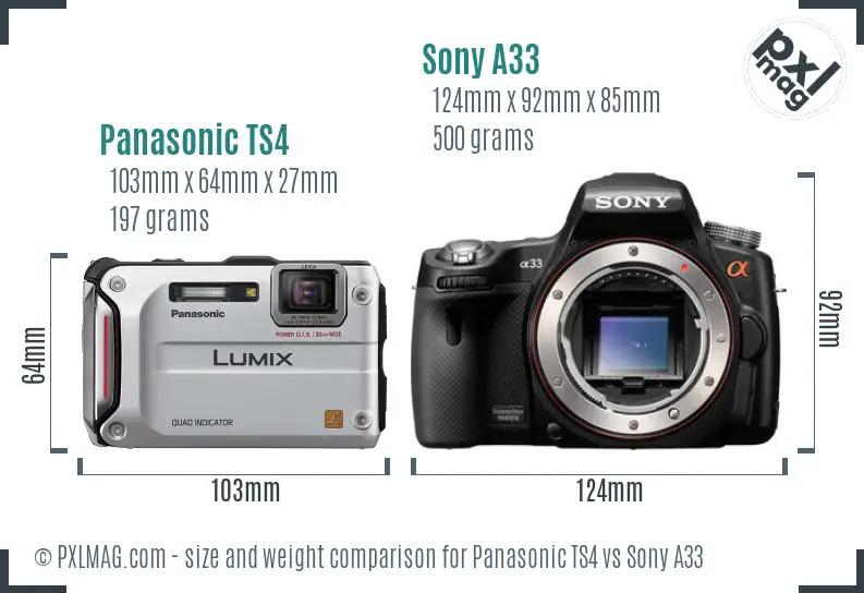 Panasonic TS4 vs Sony A33 size comparison Panasonic TS4 vs Sony A33 size comparison