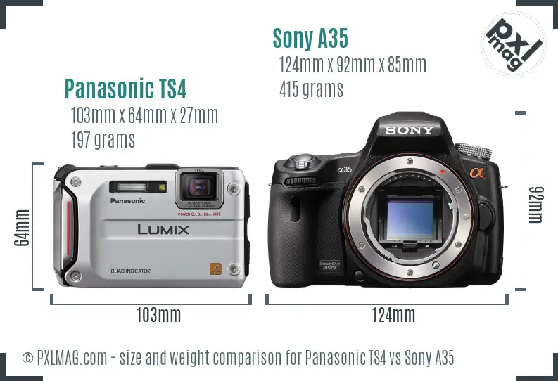 Panasonic TS4 vs Sony A35 size comparison