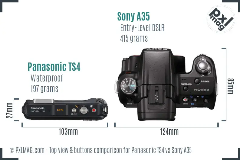 Panasonic TS4 vs Sony A35 top view buttons comparison