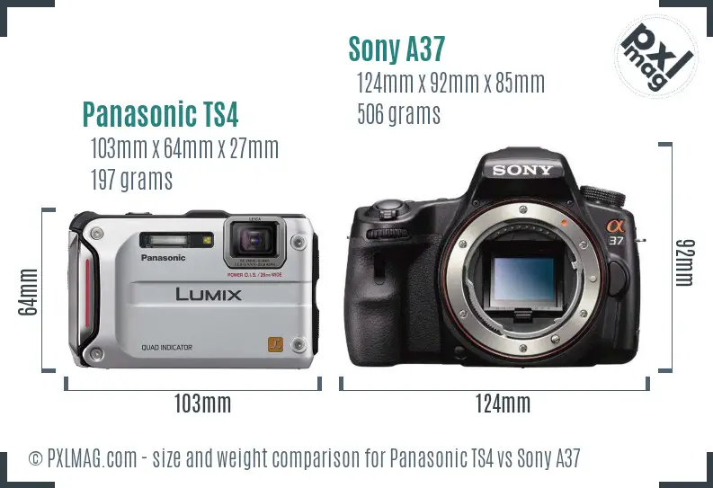 Panasonic TS4 vs Sony A37 size comparison