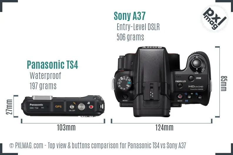 Panasonic TS4 vs Sony A37 top view buttons comparison