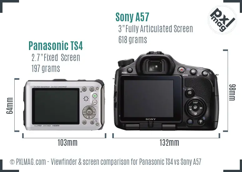 Panasonic TS4 vs Sony A57 Screen and Viewfinder comparison