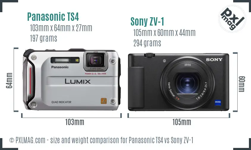Panasonic TS4 vs Sony ZV-1 size comparison Panasonic TS4 vs Sony ZV-1 size comparison