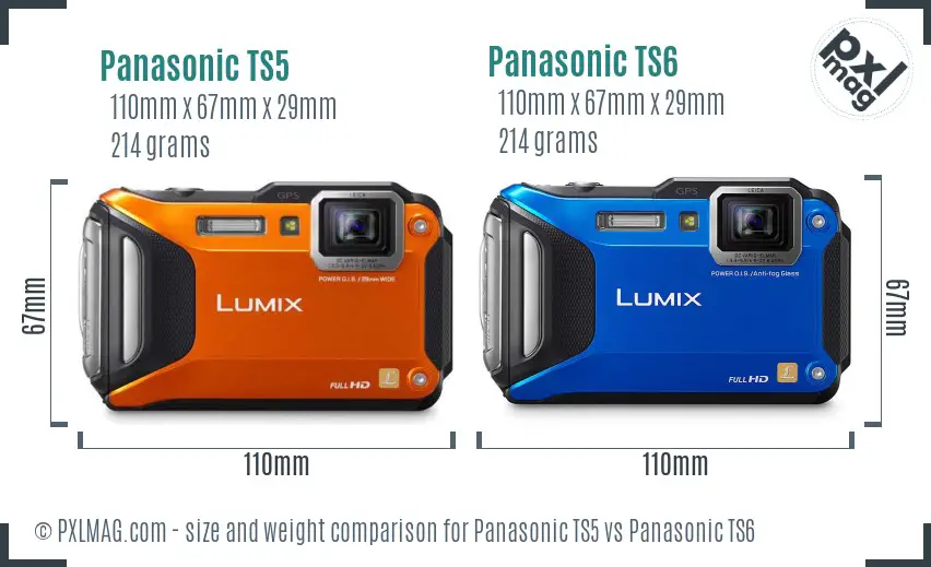 Panasonic TS5 vs Panasonic TS6 size comparison