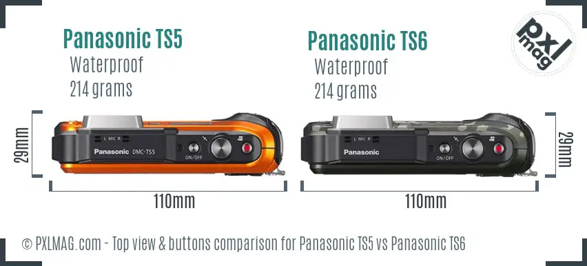 Panasonic TS5 vs Panasonic TS6 top view buttons comparison