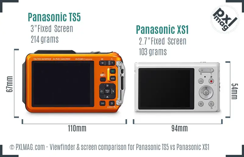 Panasonic TS5 vs Panasonic XS1 Screen and Viewfinder comparison