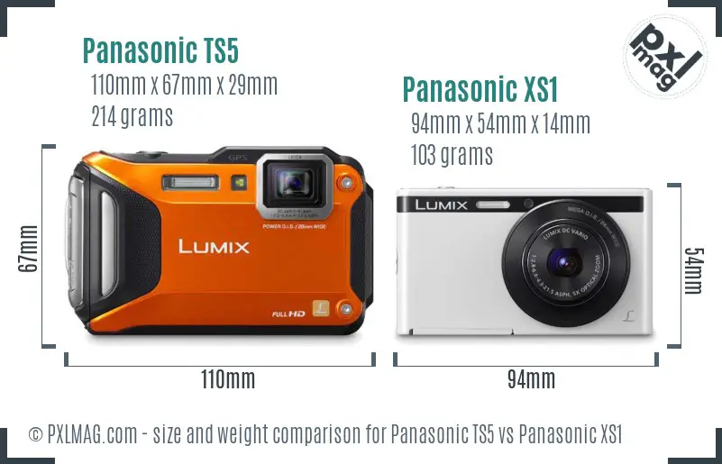 Panasonic TS5 vs Panasonic XS1 size comparison