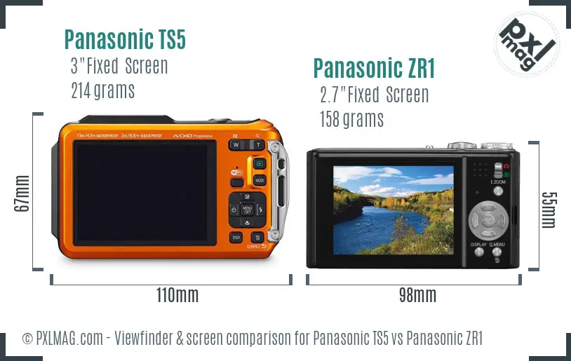 Panasonic TS5 vs Panasonic ZR1 Screen and Viewfinder comparison