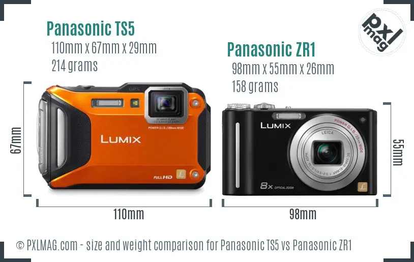 Panasonic TS5 vs Panasonic ZR1 size comparison
