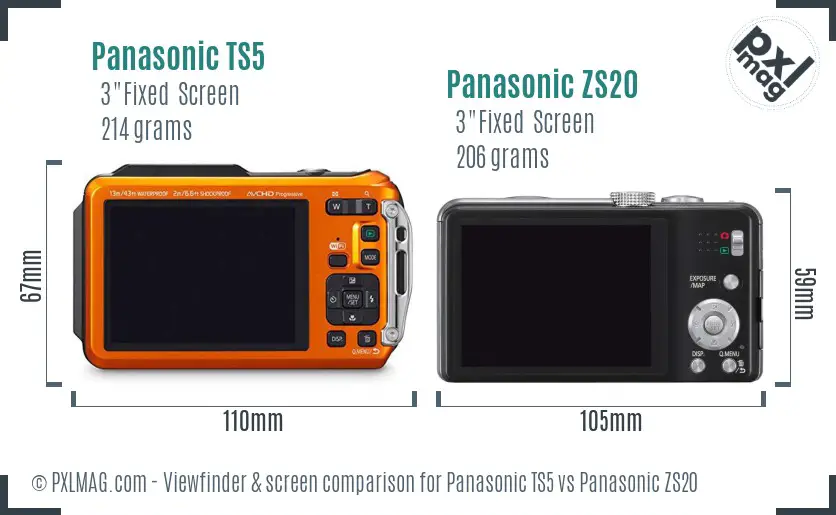 Panasonic TS5 vs Panasonic ZS20 Screen and Viewfinder comparison