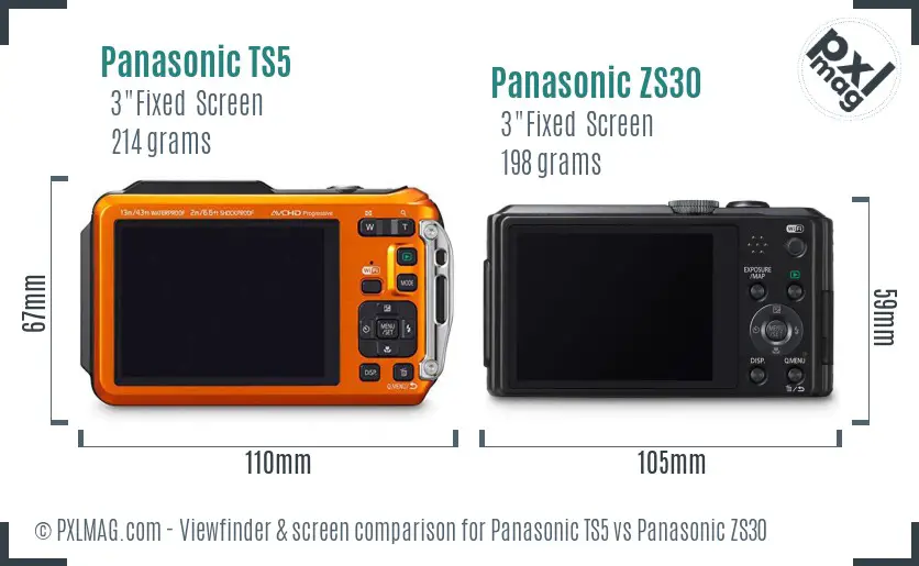 Panasonic TS5 vs Panasonic ZS30 Screen and Viewfinder comparison