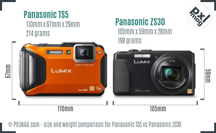 Panasonic TS5 vs Panasonic ZS30 size comparison