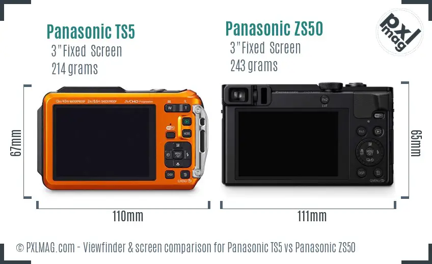 Panasonic TS5 vs Panasonic ZS50 Screen and Viewfinder comparison