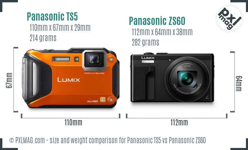 Panasonic TS5 vs Panasonic ZS60 size comparison