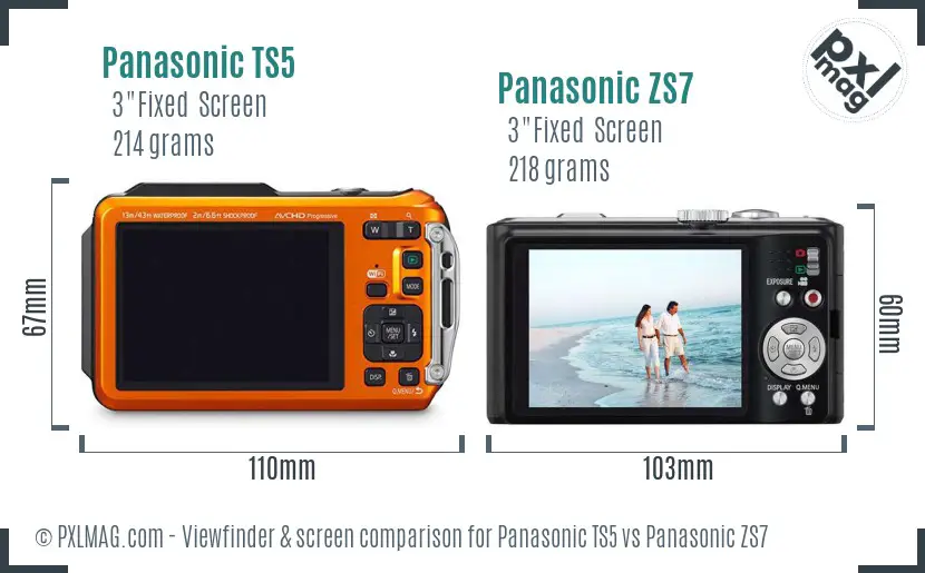 Panasonic TS5 vs Panasonic ZS7 Screen and Viewfinder comparison