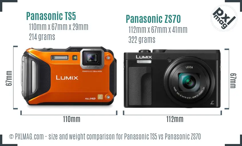 Panasonic TS5 vs Panasonic ZS70 size comparison