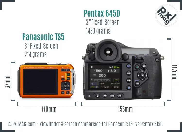 Panasonic TS5 vs Pentax 645D Screen and Viewfinder comparison