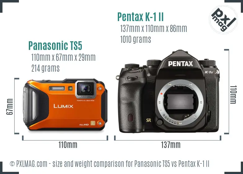 Panasonic TS5 vs Pentax K-1 II size comparison