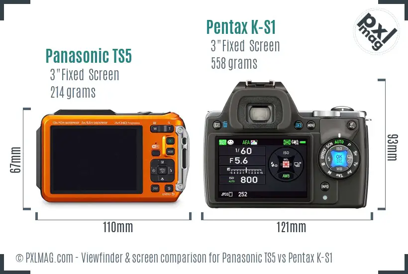 Panasonic TS5 vs Pentax K-S1 Screen and Viewfinder comparison