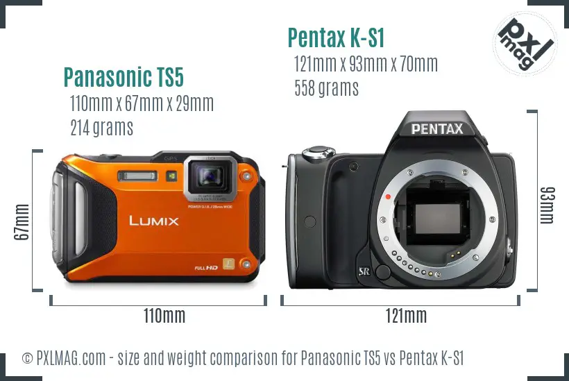 Panasonic TS5 vs Pentax K-S1 size comparison