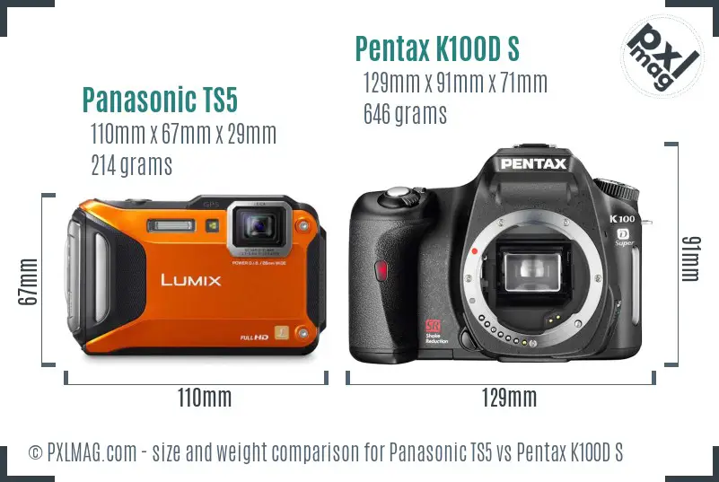 Panasonic TS5 vs Pentax K100D S size comparison