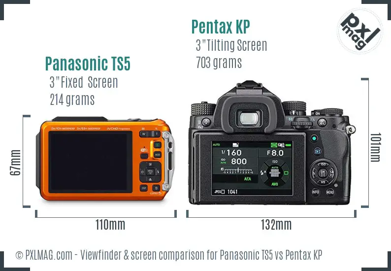 Panasonic TS5 vs Pentax KP Screen and Viewfinder comparison