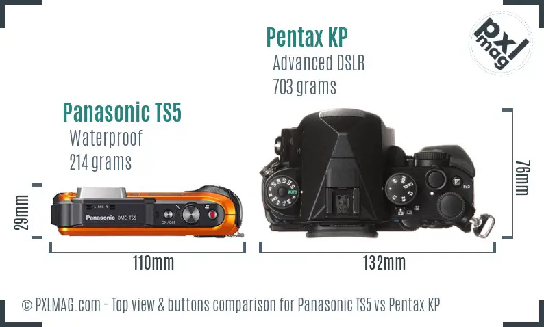 Panasonic TS5 vs Pentax KP top view buttons comparison