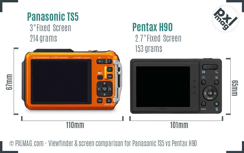Panasonic TS5 vs Pentax H90 Screen and Viewfinder comparison